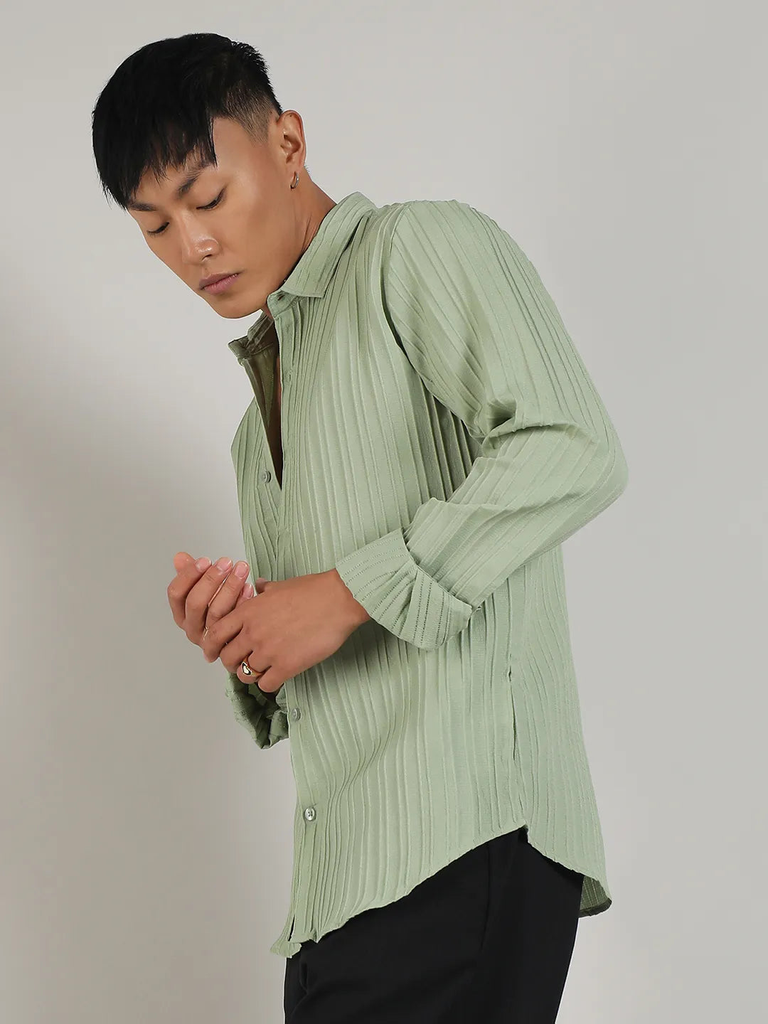 Self-Design Striped Shirt