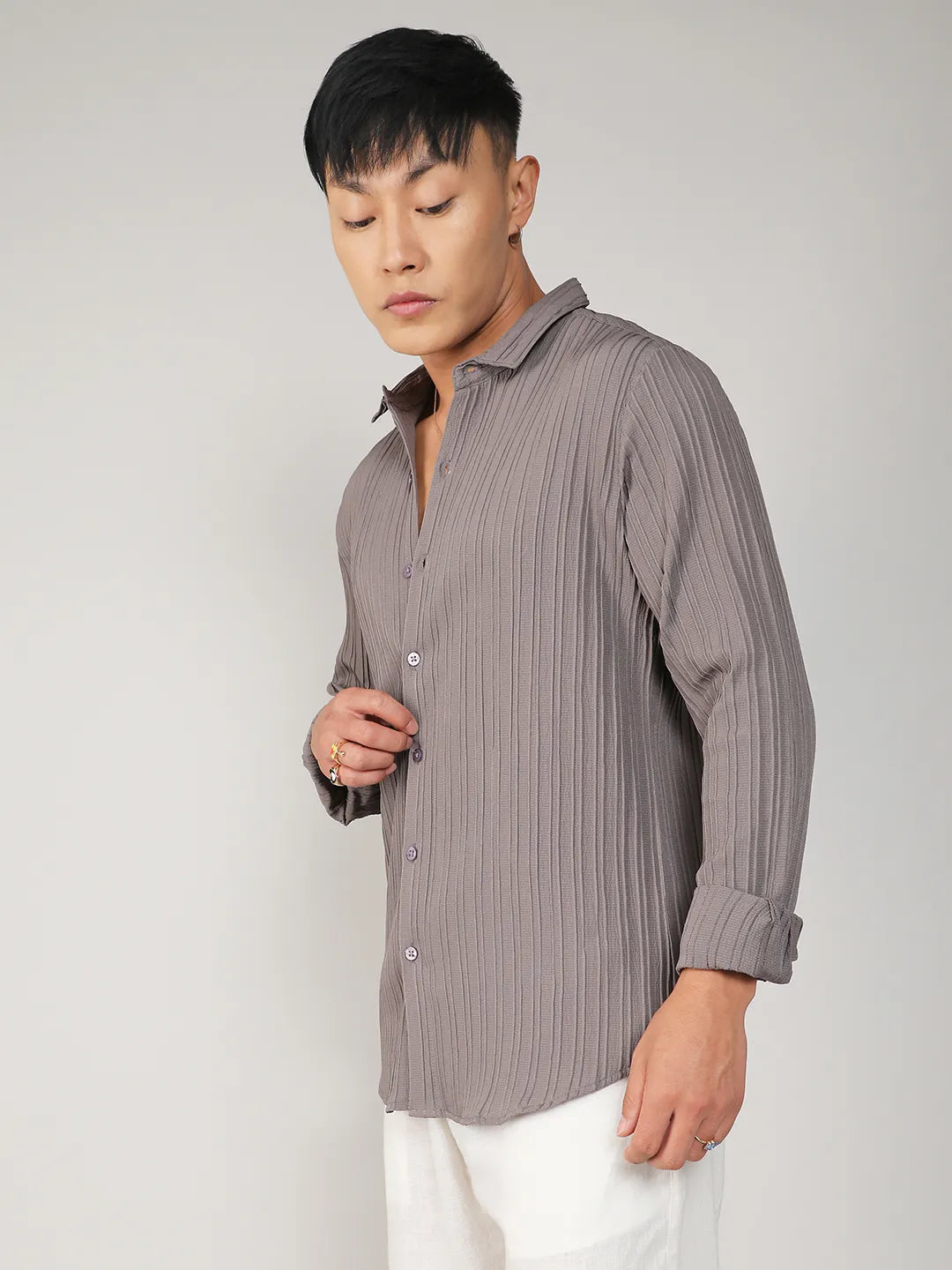 Self-Design Striped Shirt