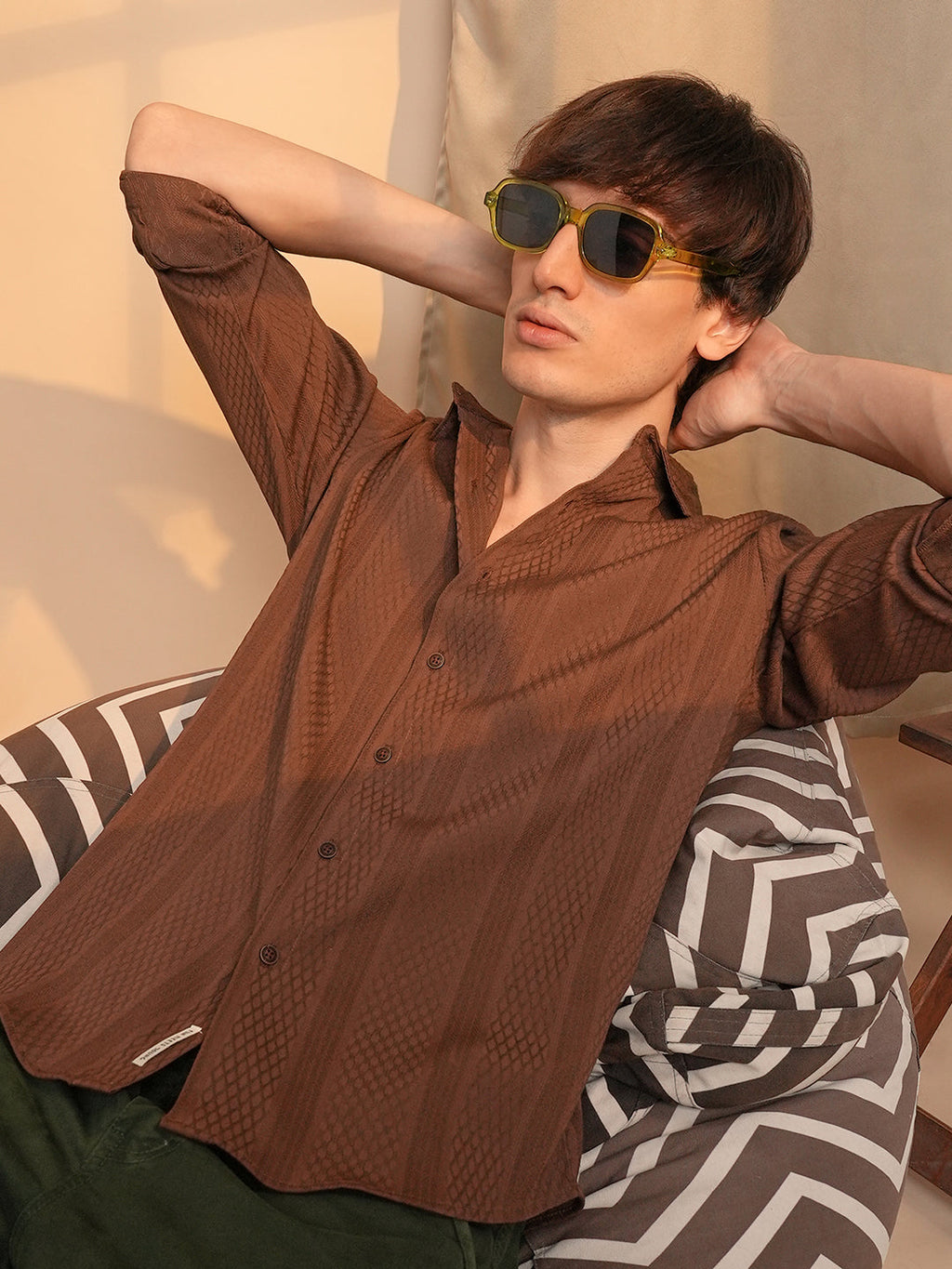 Mesh-Textured Knit Shirt