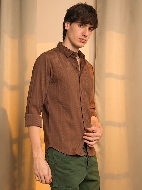 Mesh-Textured Knit Shirt