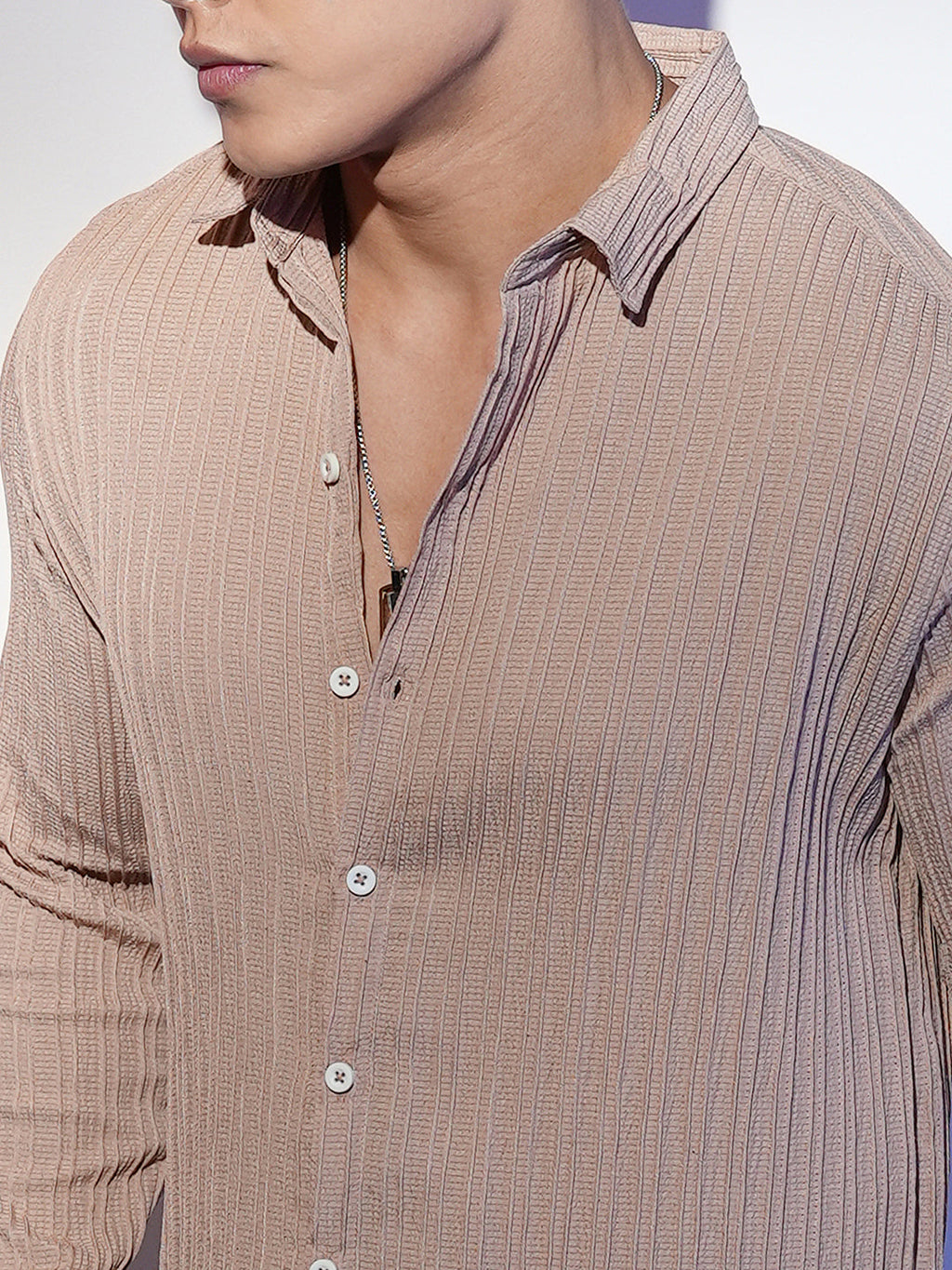 Self-Design Striped Shirt