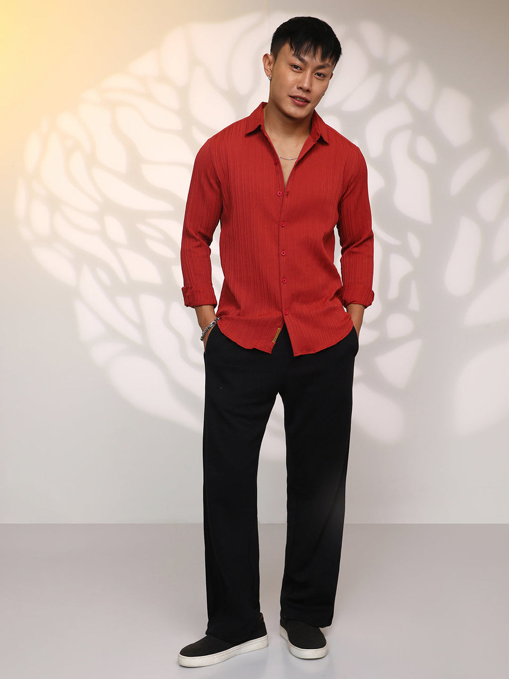 Self-Design Striped Shirt