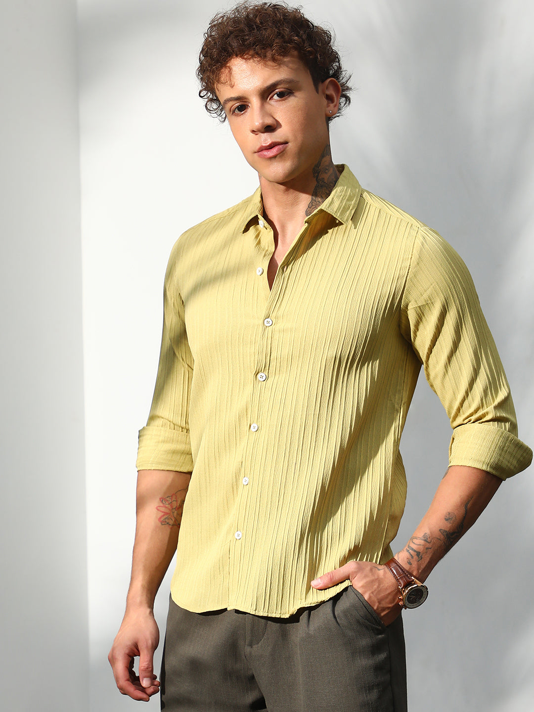 Self-Design Striped Shirt