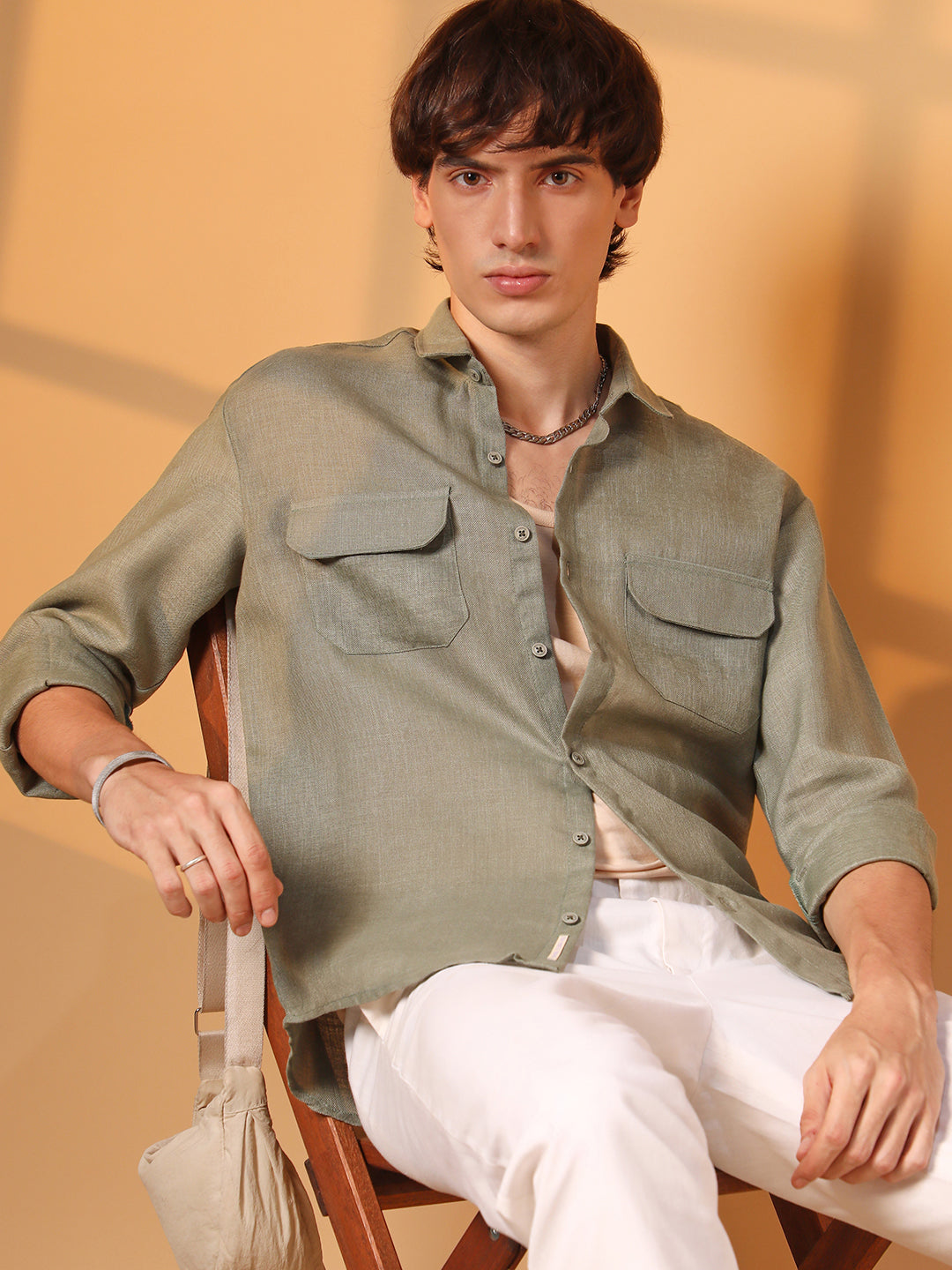 899 | Campus Sutra men's Olive Green Solid Utility Shirt - Campussutra 899 | Campus Sutra men's Olive Green Solid Utility Shirt - Campussutra