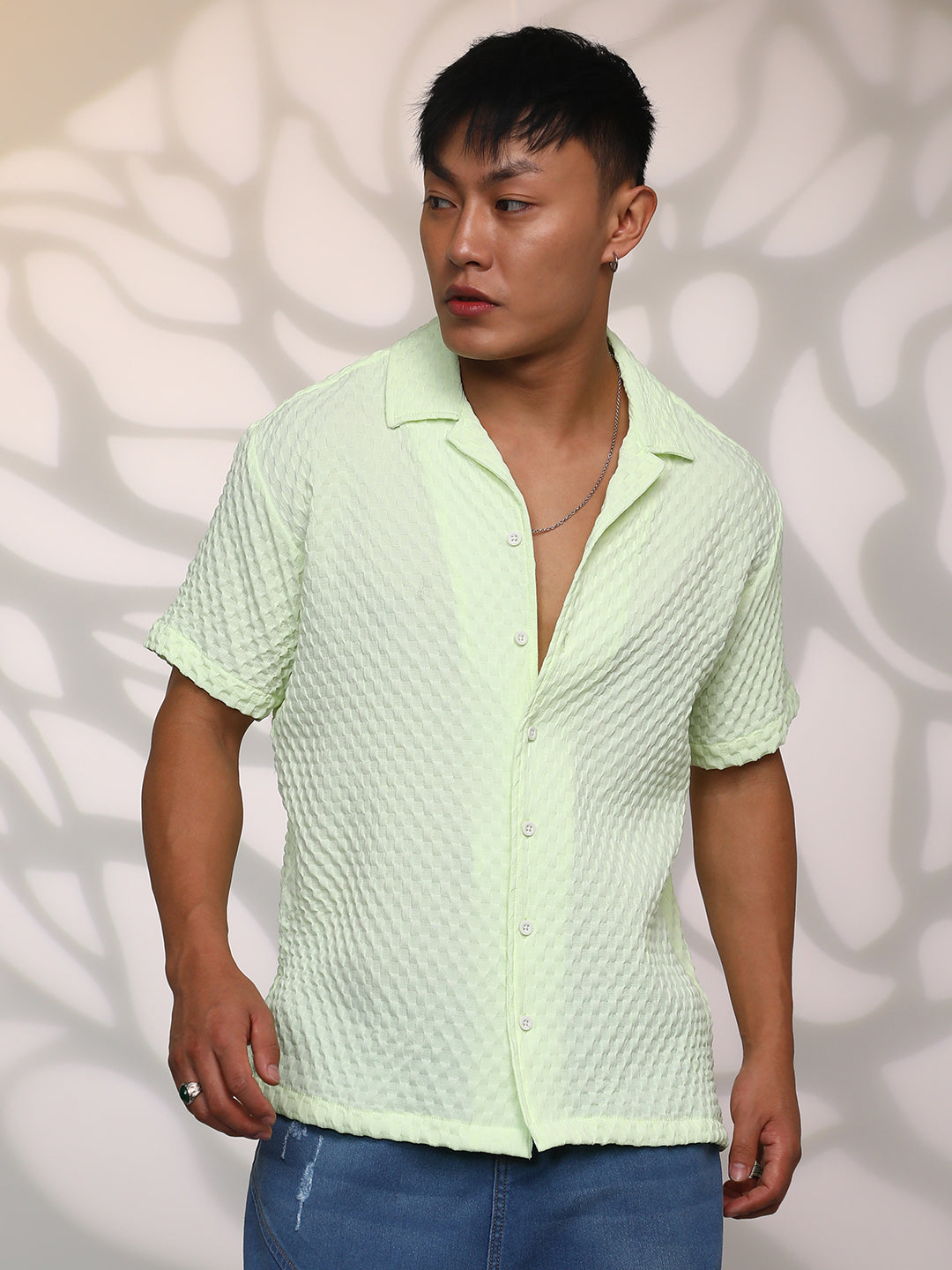 Cubic-Textured Resort Shirt