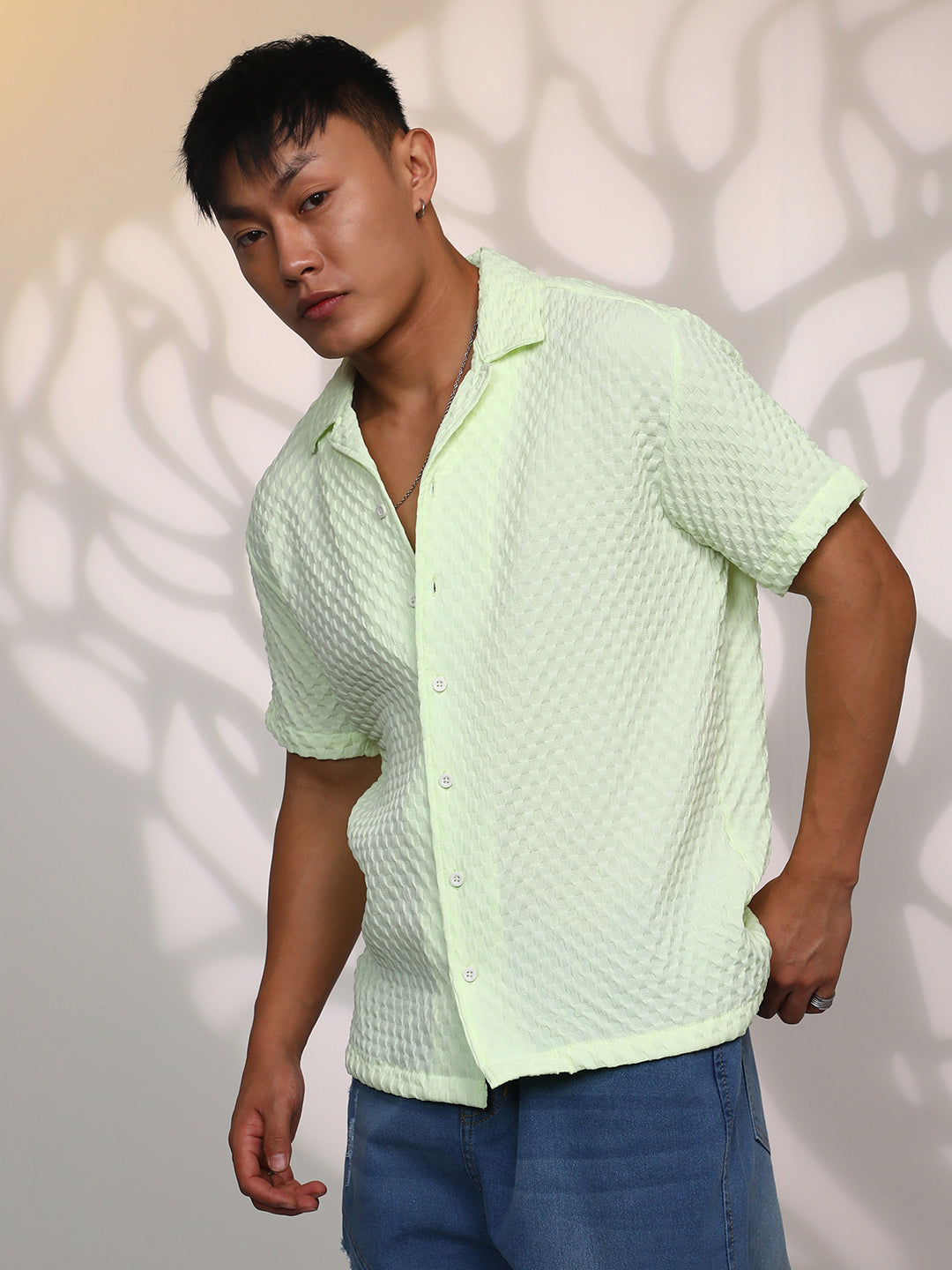 Cubic-Textured Resort Shirt