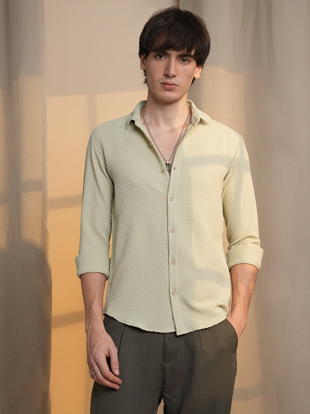 Micro Cubic-Textured Shirt