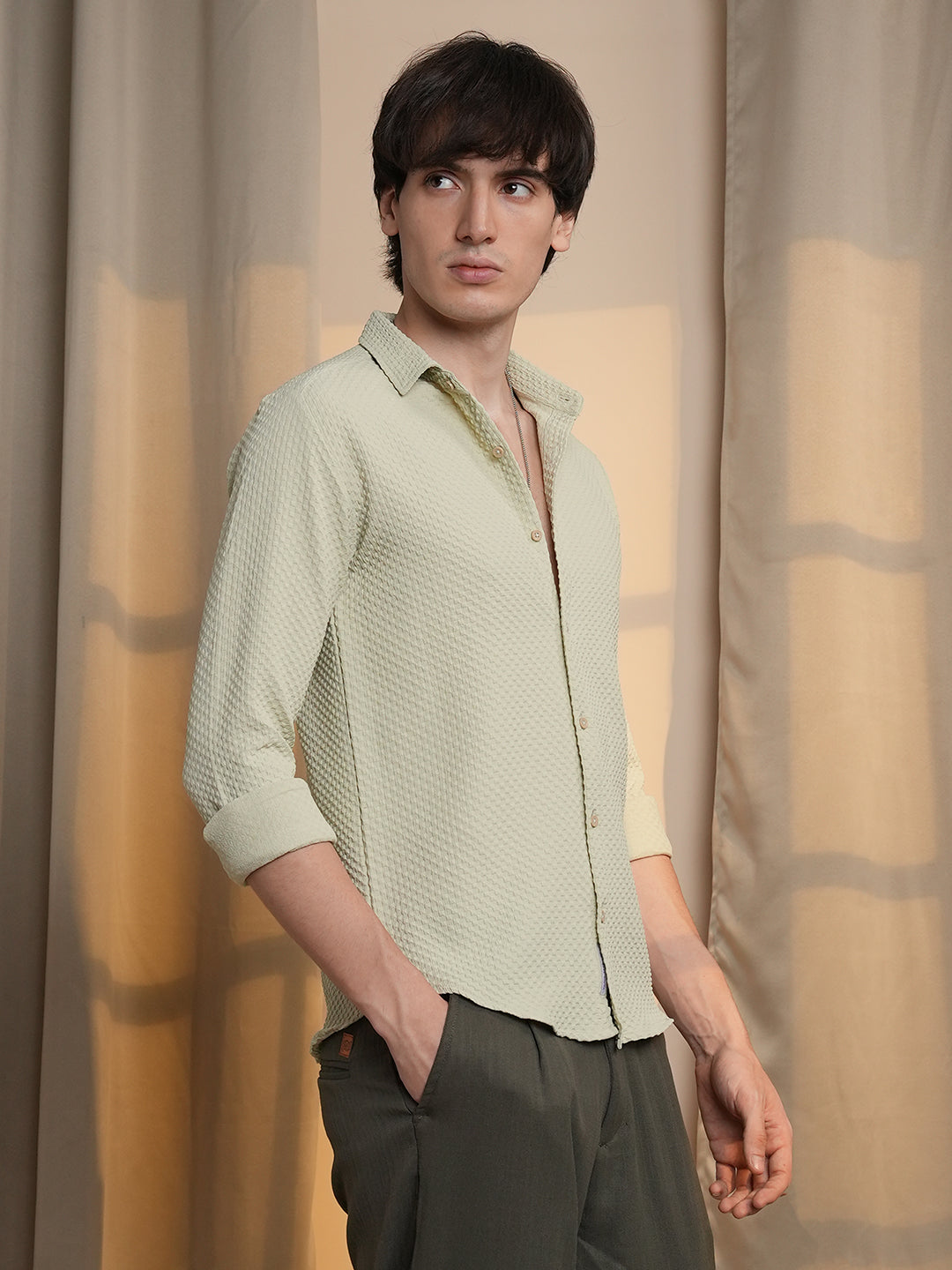 Micro Cubic-Textured Shirt