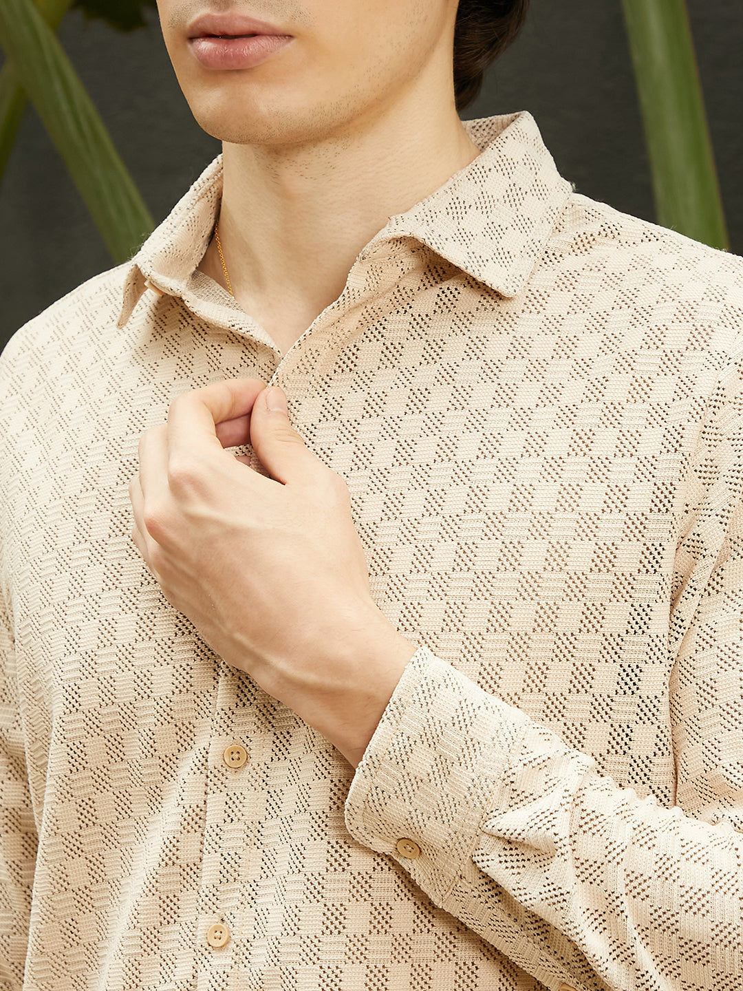 Checkered-Textured Shirt