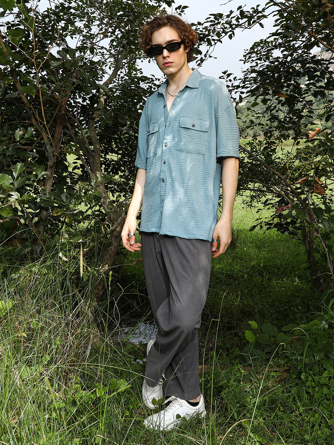 Tactile-Utility Oversized Shirt