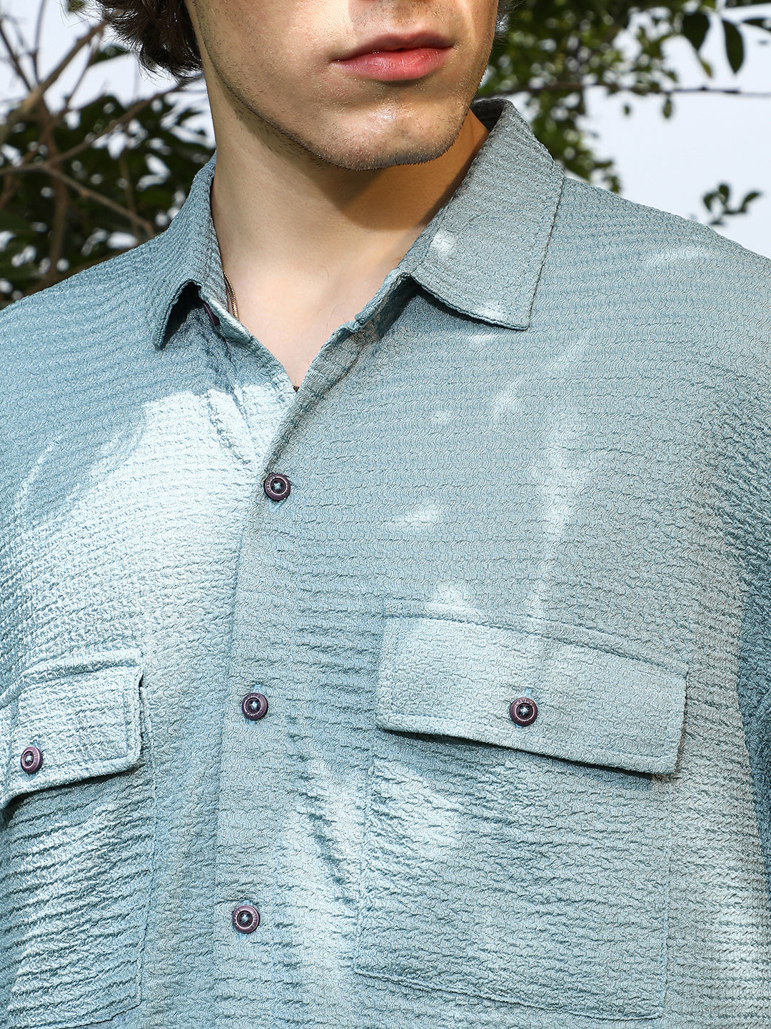 Tactile-Utility Oversized Shirt