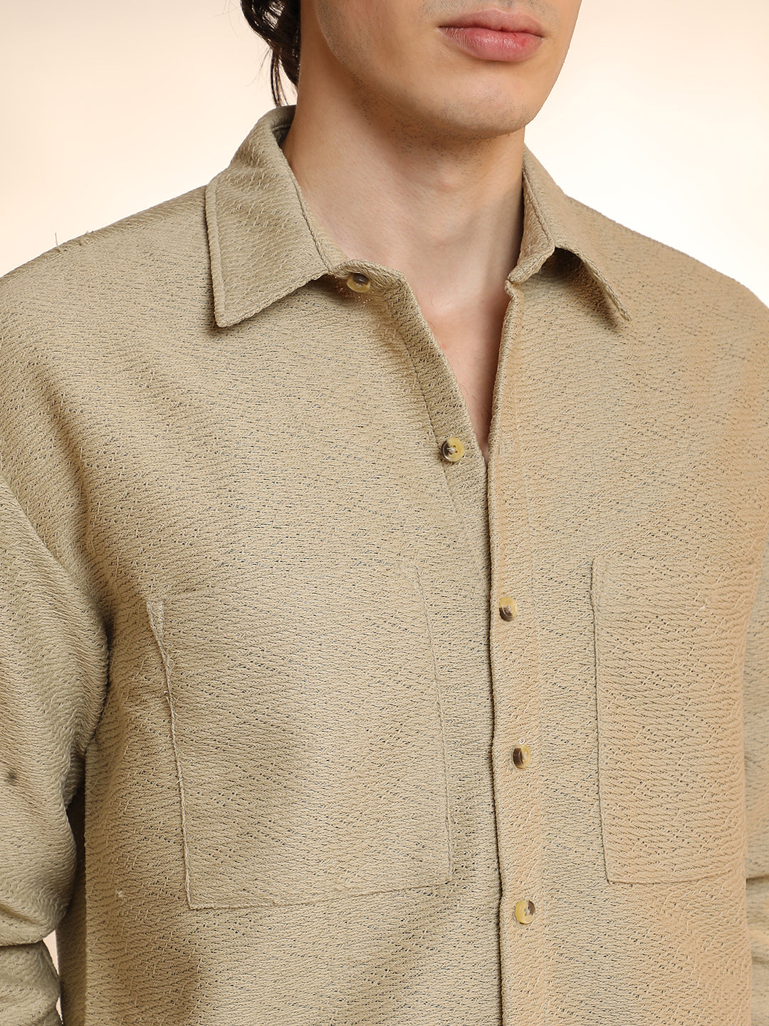 Chevron-Woven Utility Shirt