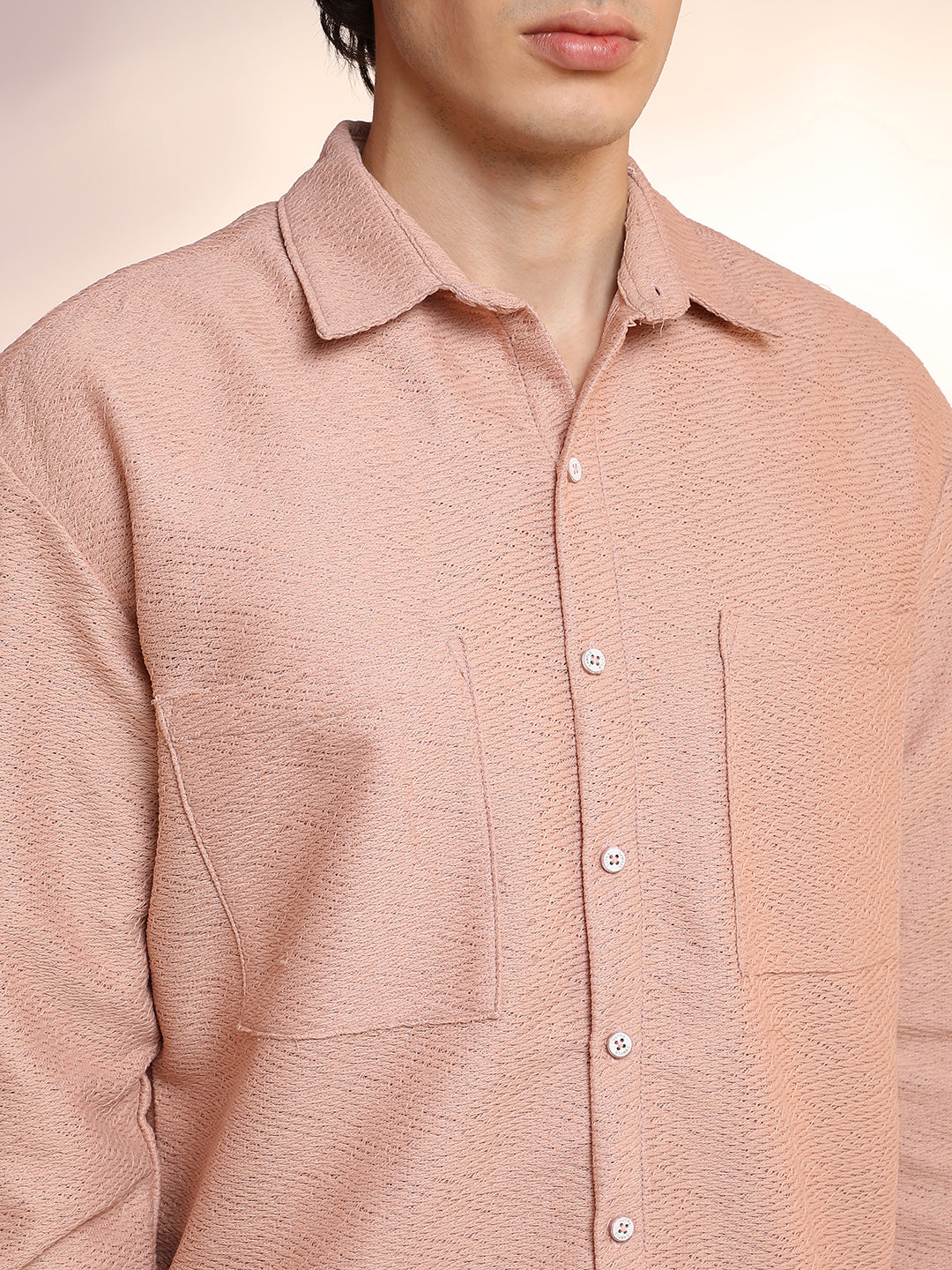 Chevron-Woven Utility Shirt