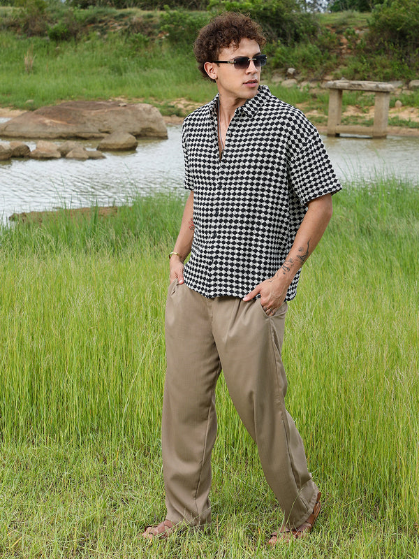 Lozenge-Striped Oversized Shirt