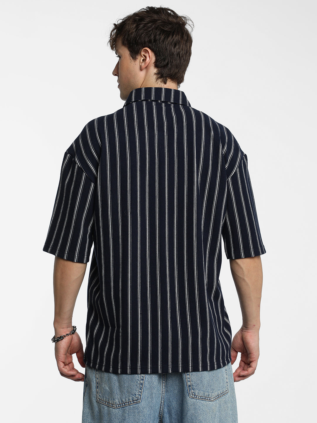 Utility Halo-Stripe Oversized Shirt