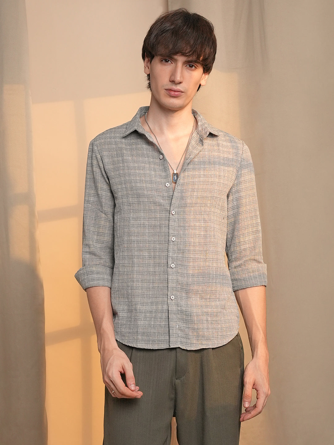 Micro-Tartan Plaid Shirt