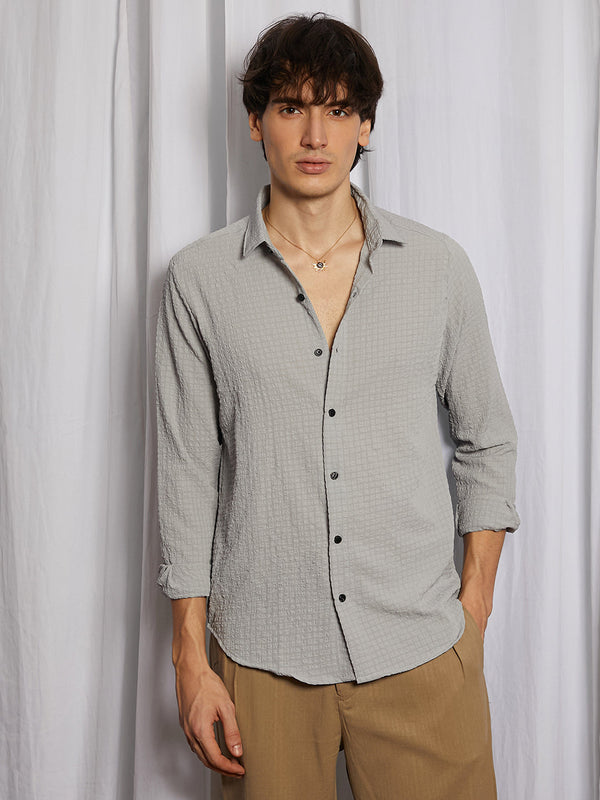 Cubic-Seersucker Shirt