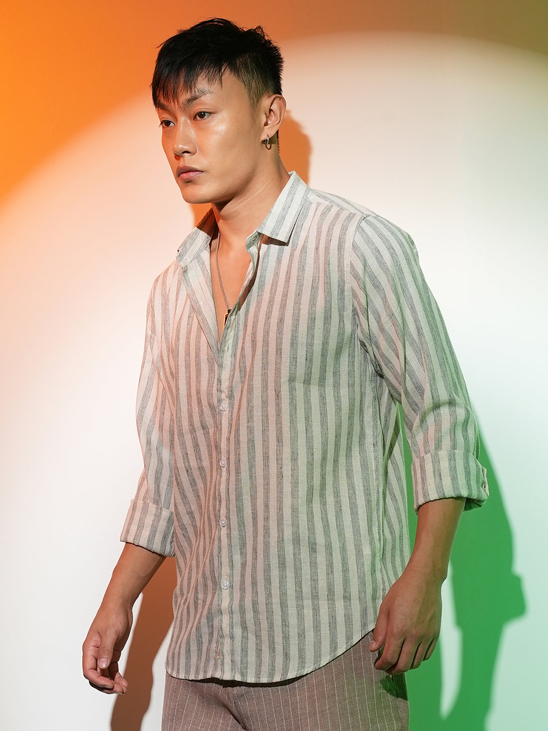 Heathered-Stripe Shirt