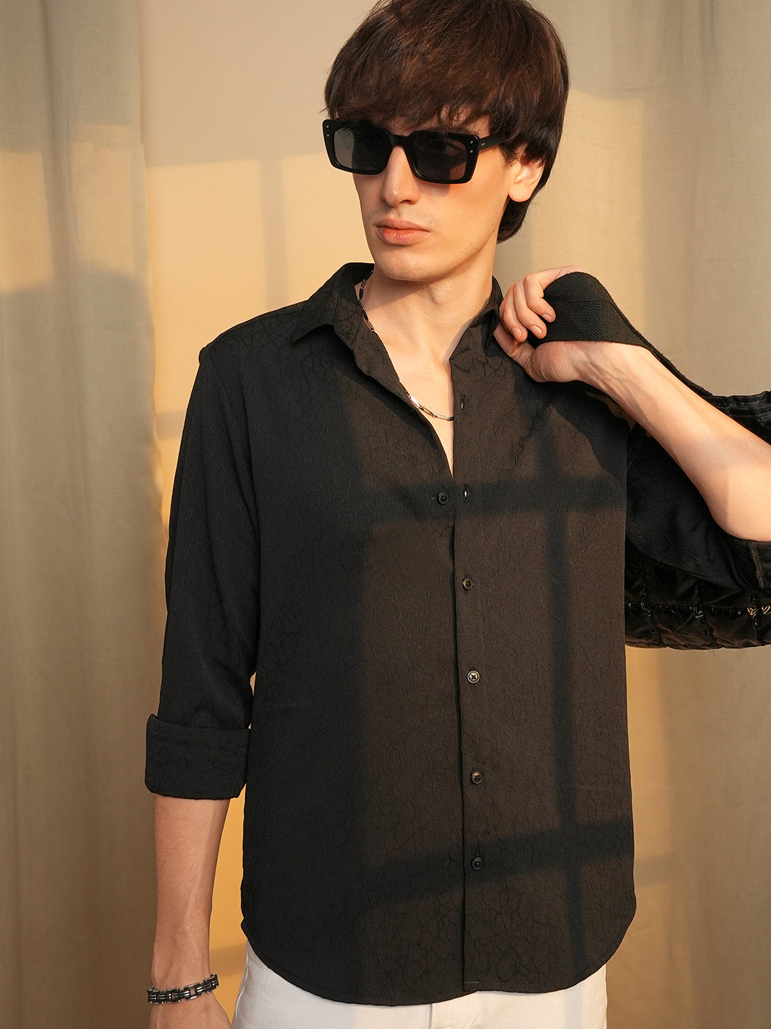 Veined-Textured Shirt