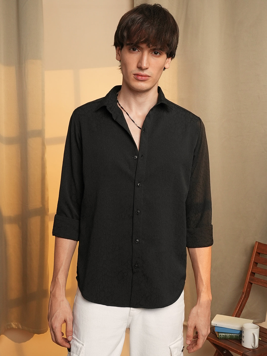 Veined-Textured Shirt