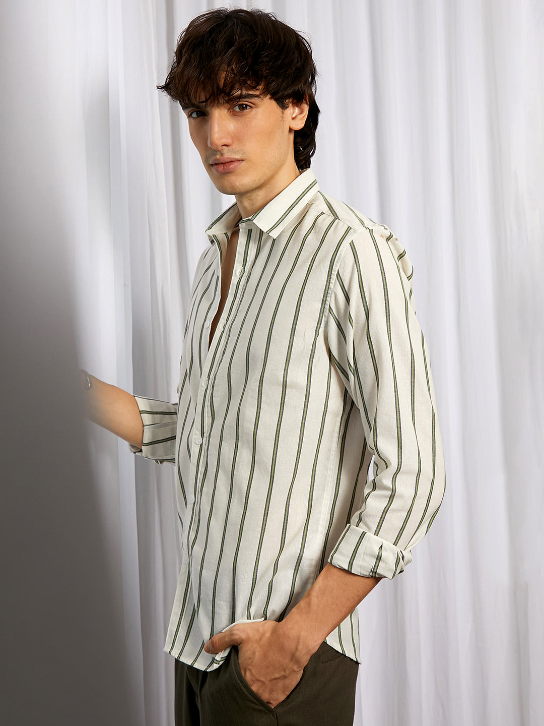 Lined Halo-Striped Shirt