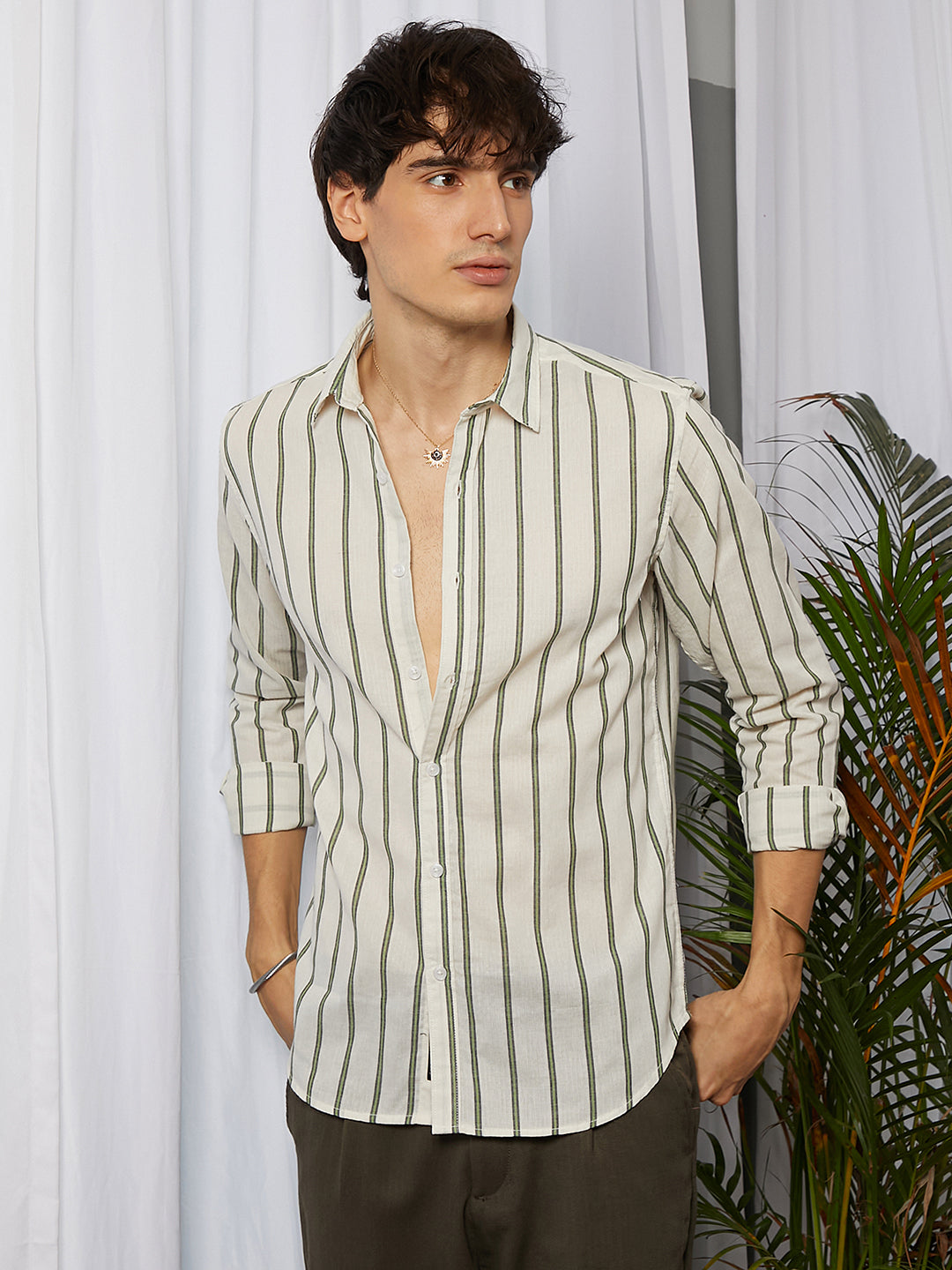 Lined Halo-Striped Shirt