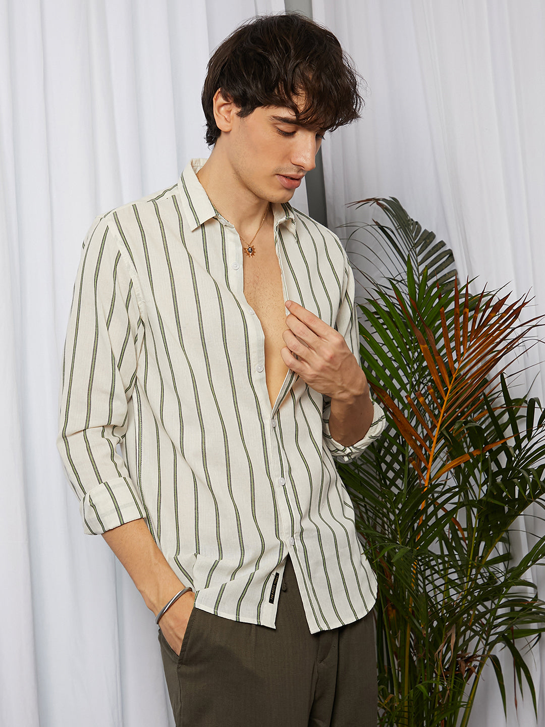 Lined Halo-Striped Shirt