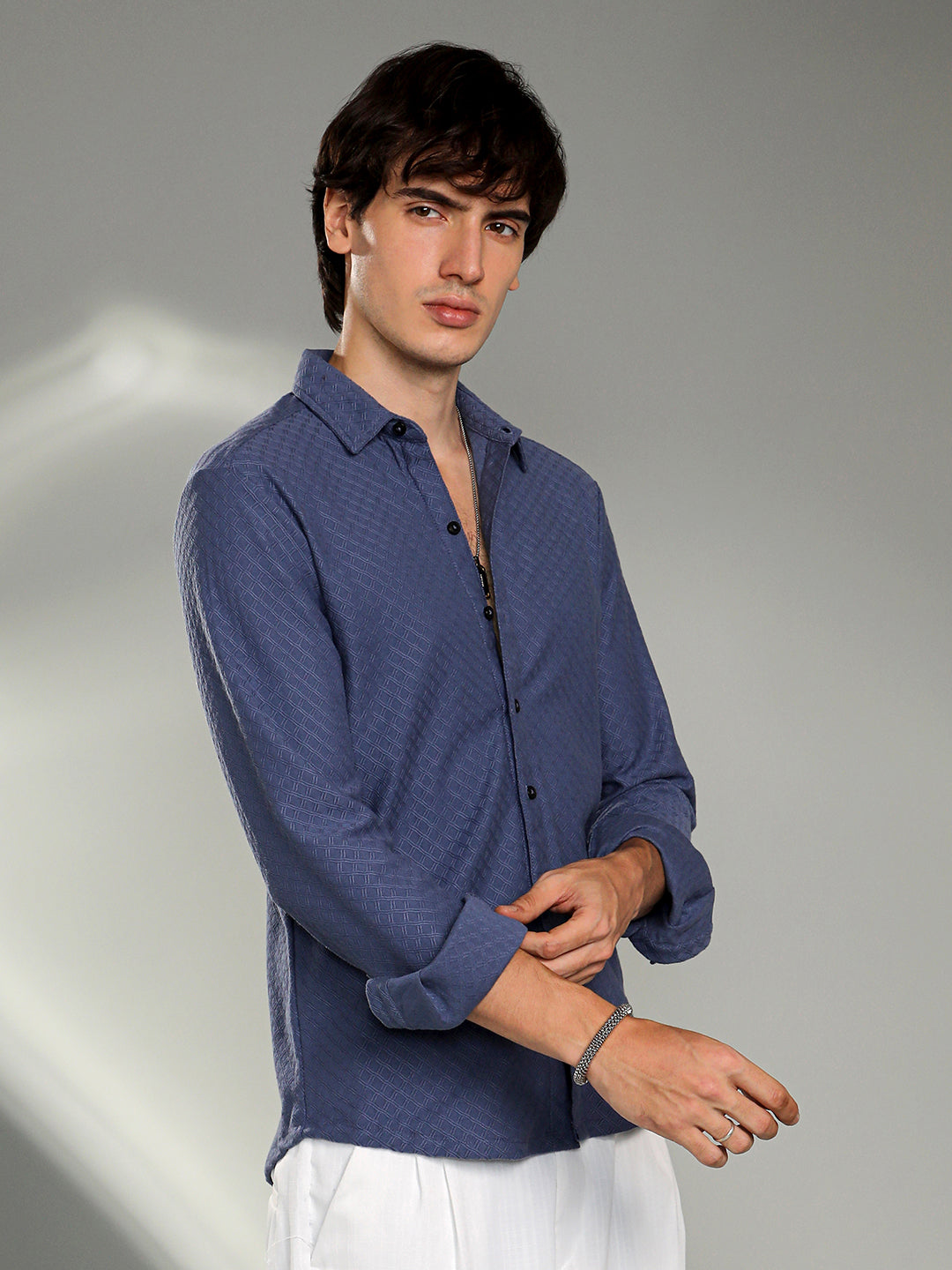 Geometric-Weave Textured Shirt