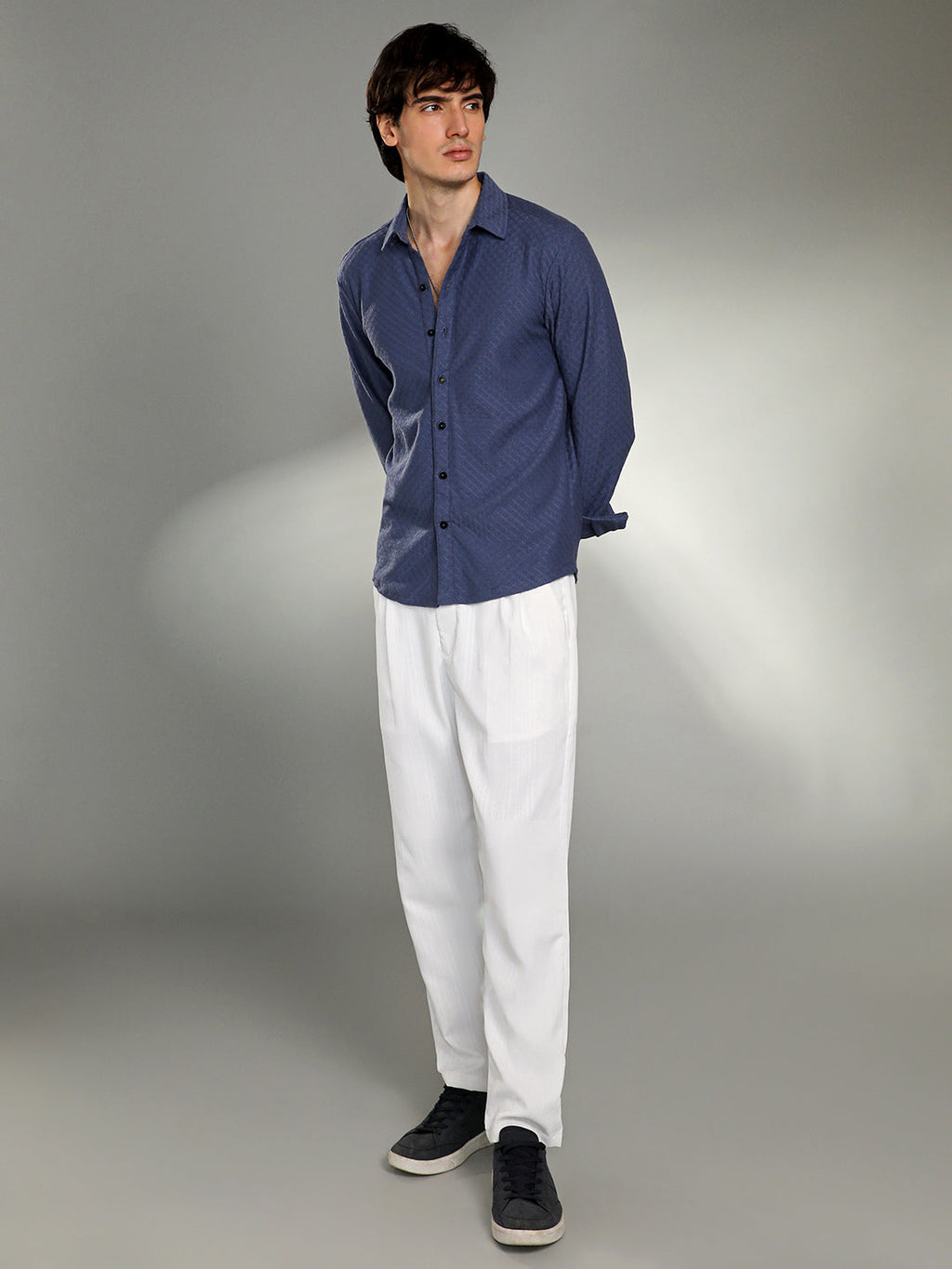 Geometric-Weave Textured Shirt