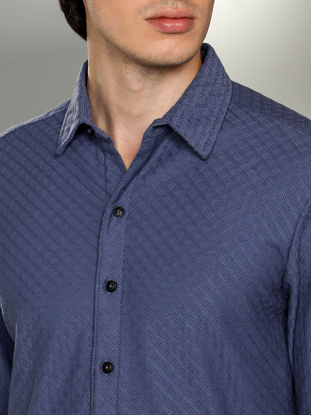 Geometric-Weave Textured Shirt