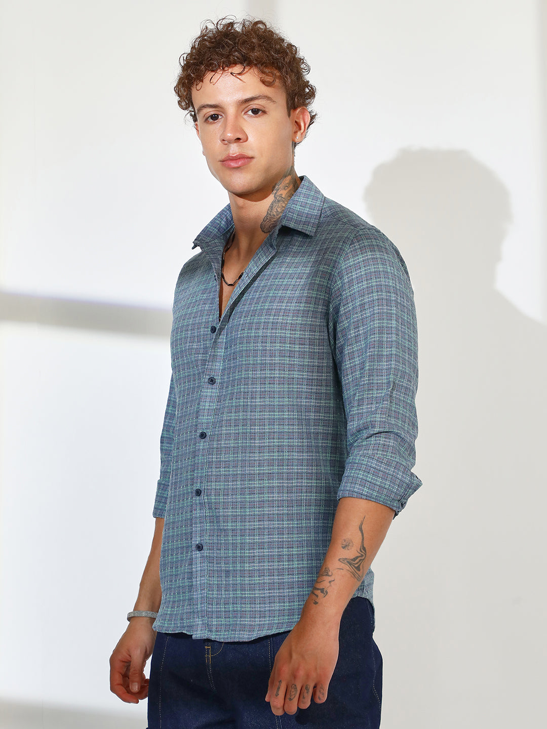 Micro-Tartan Plaid Shirt