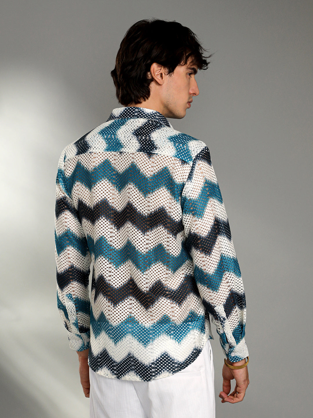 Chevron-Block Knit Shirt