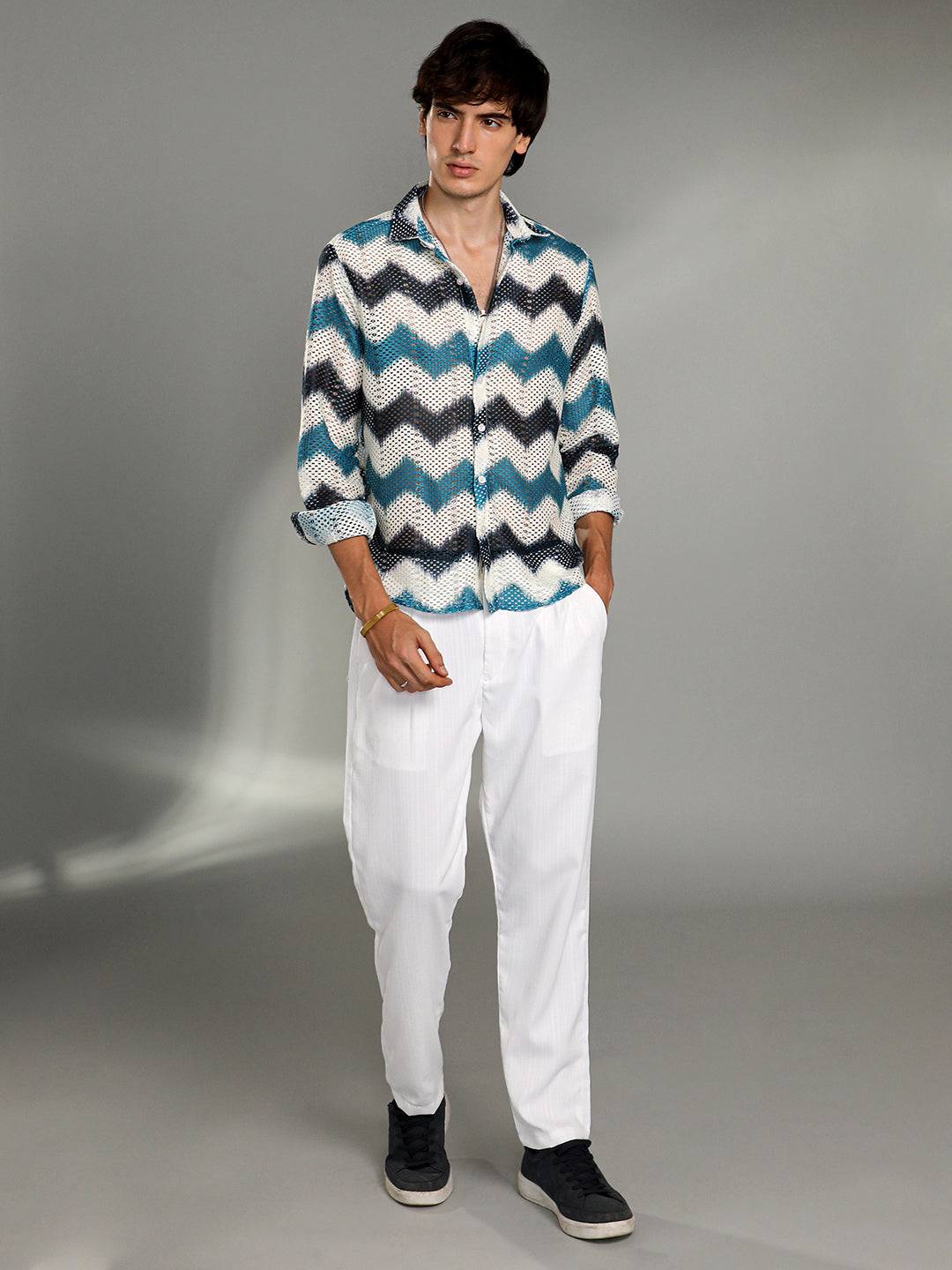 Chevron-Block Knit Shirt