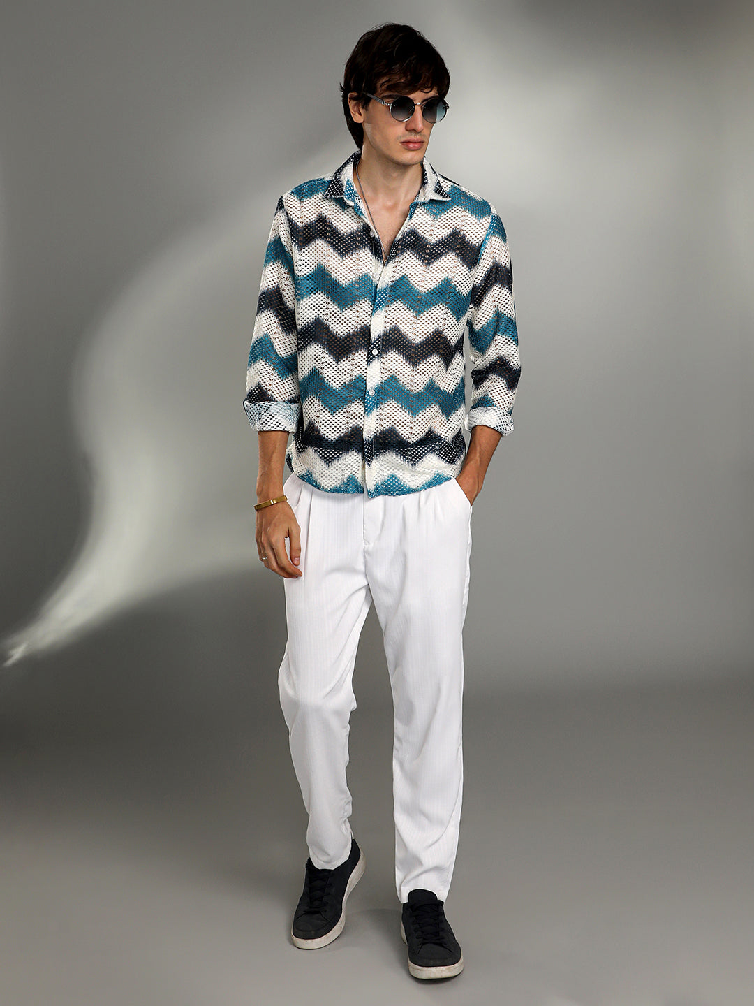 Chevron-Block Knit Shirt