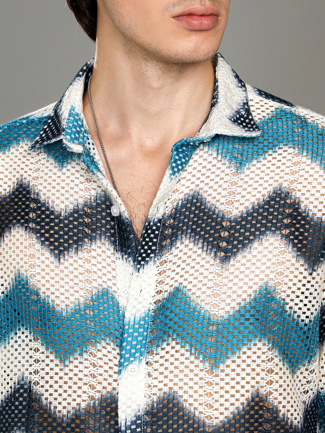 Chevron-Block Knit Shirt