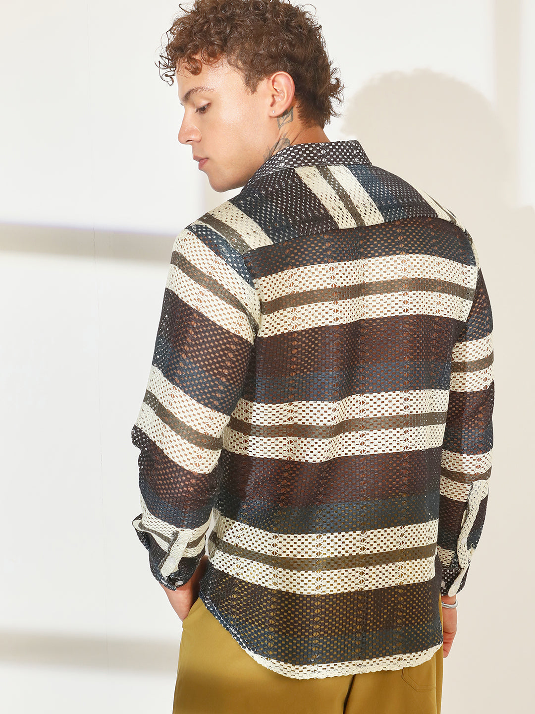 Contrast Panel Knit Shirt