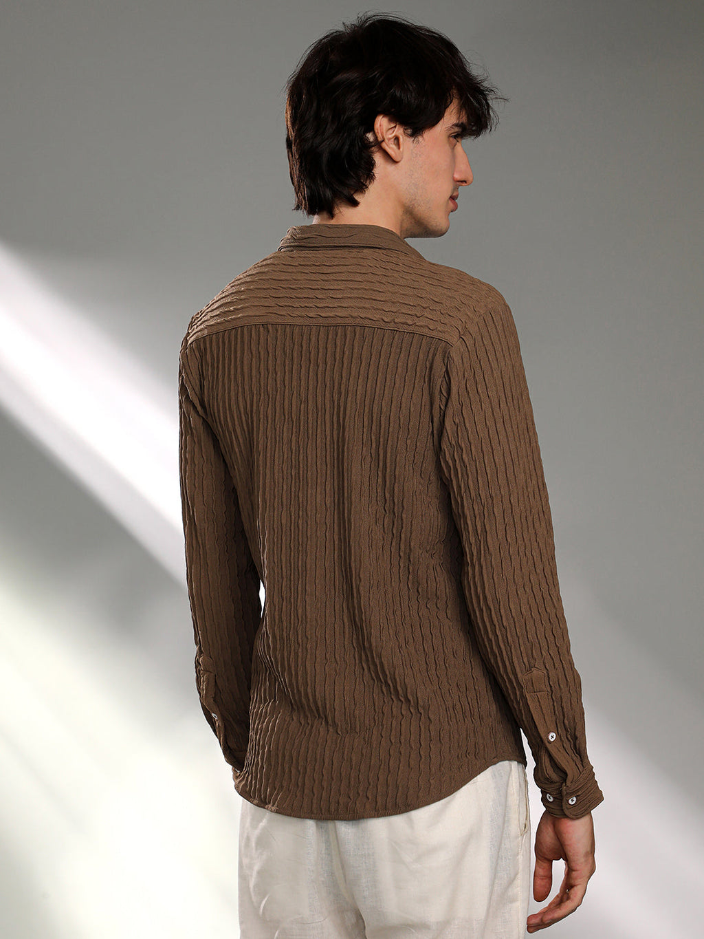 Crease-Stripe Textured Shirt