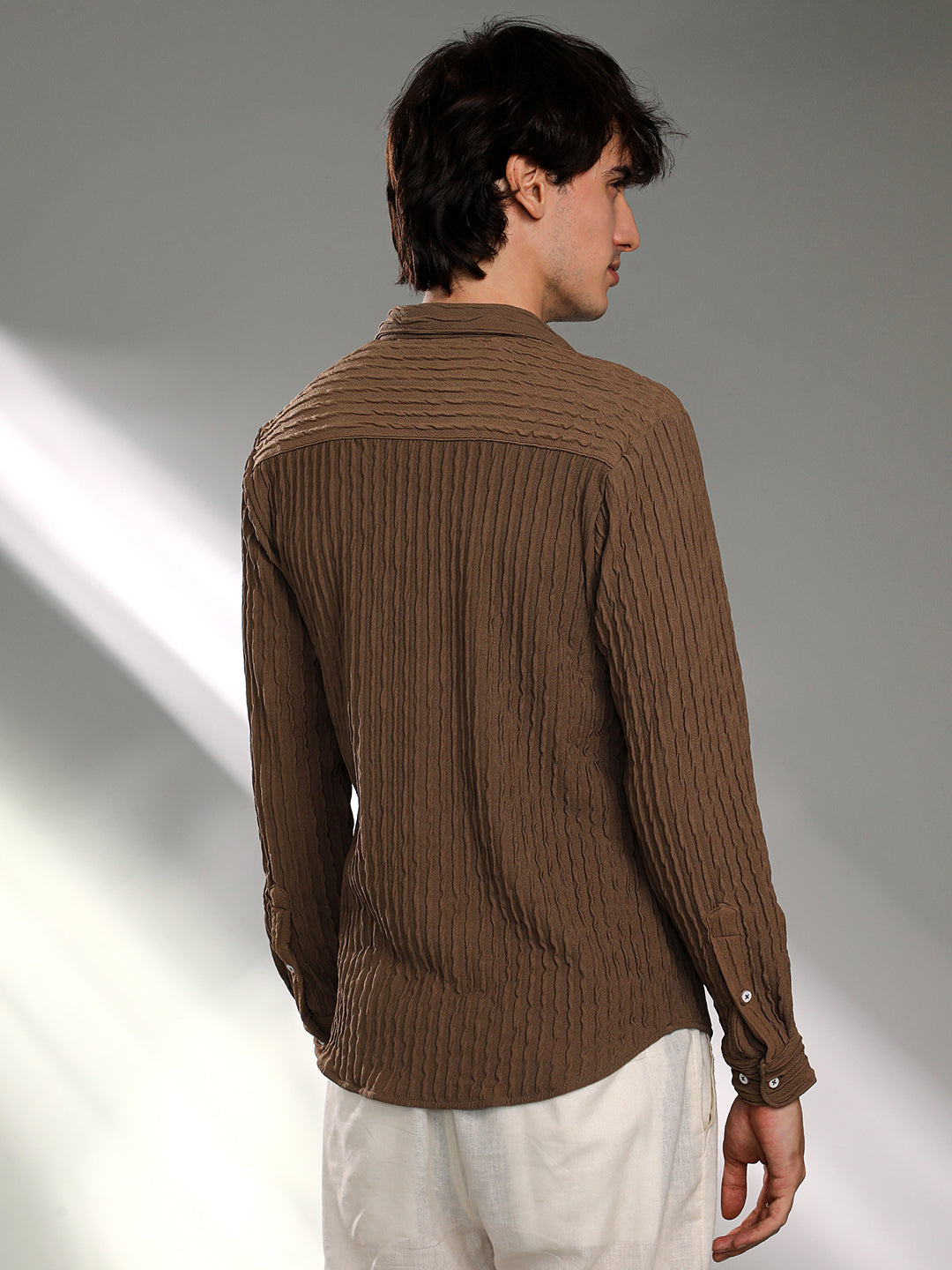 Crease-Stripe Textured Shirt