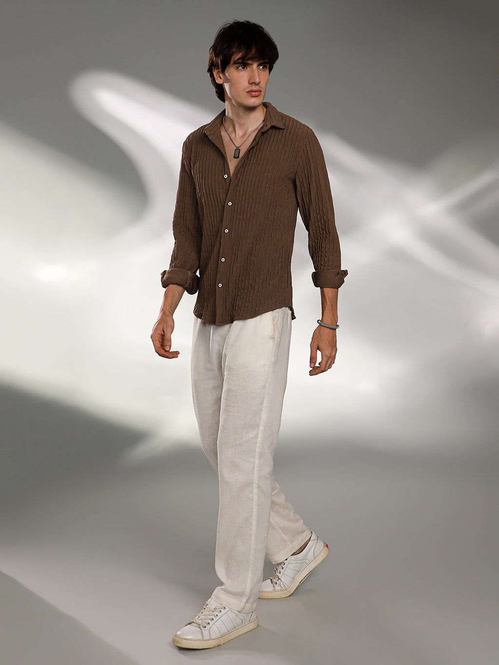 Crease-Stripe Textured Shirt