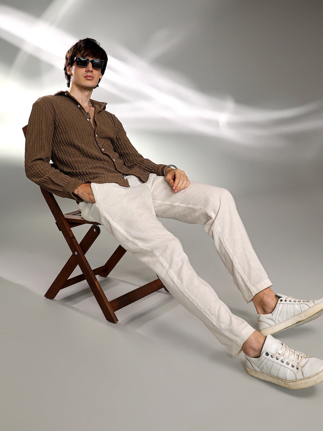 Crease-Stripe Textured Shirt