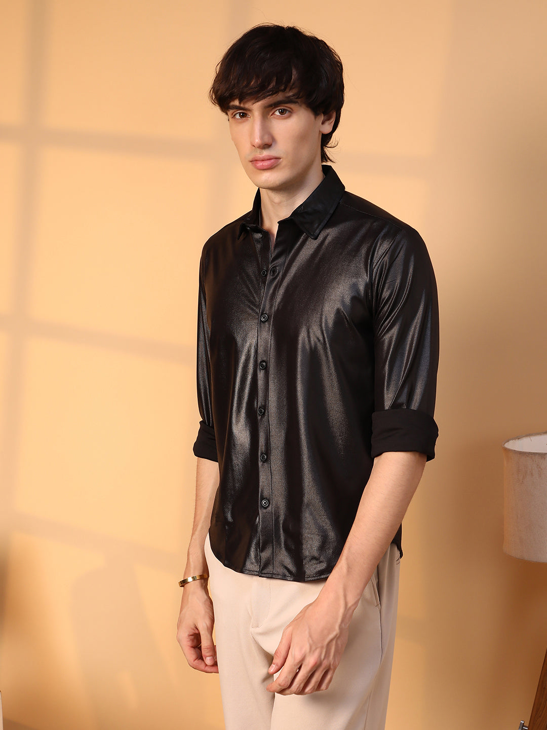 Obsidian Black Solid Suede Shirt