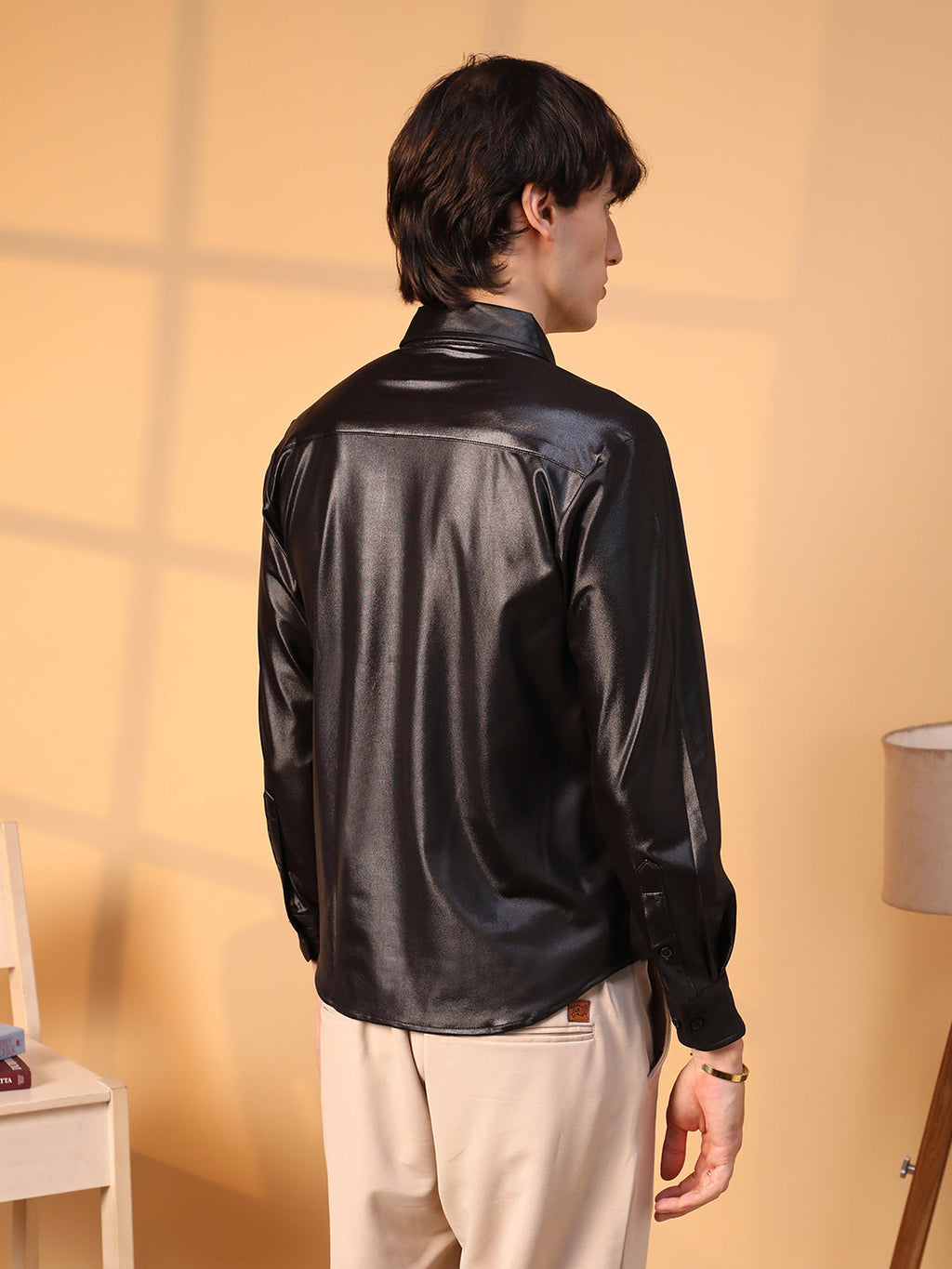 Obsidian Black Solid Suede Shirt