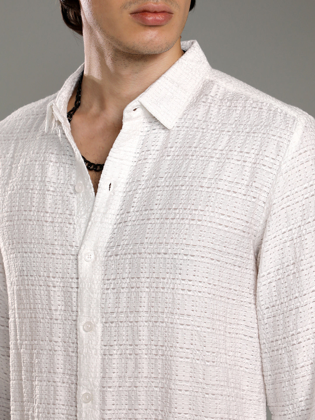 Solid Textured Knit Shirt