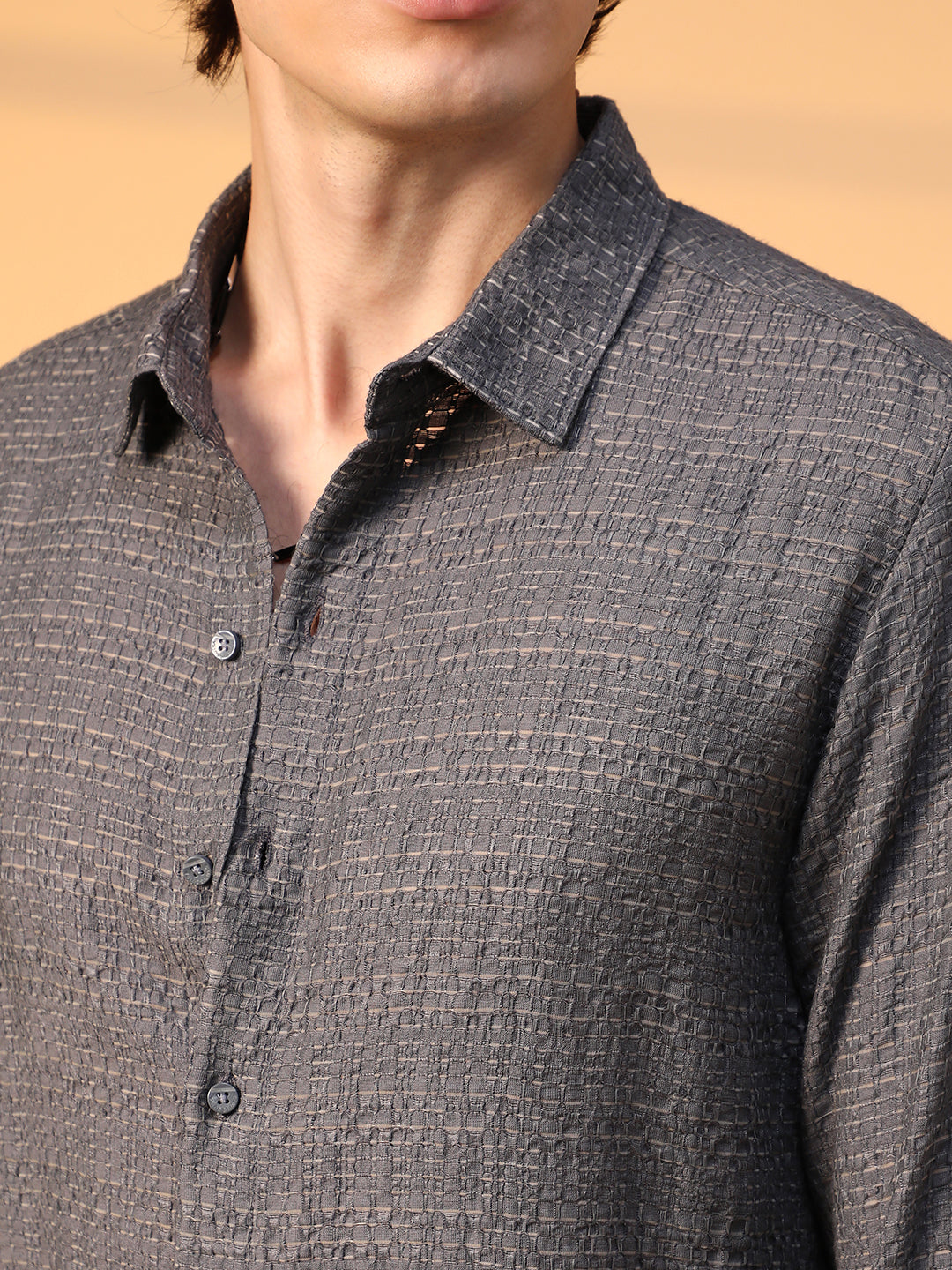 Solid Textured Knit Shirt