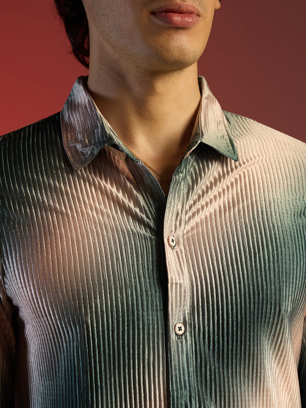 Ombre-Pleated Shirt