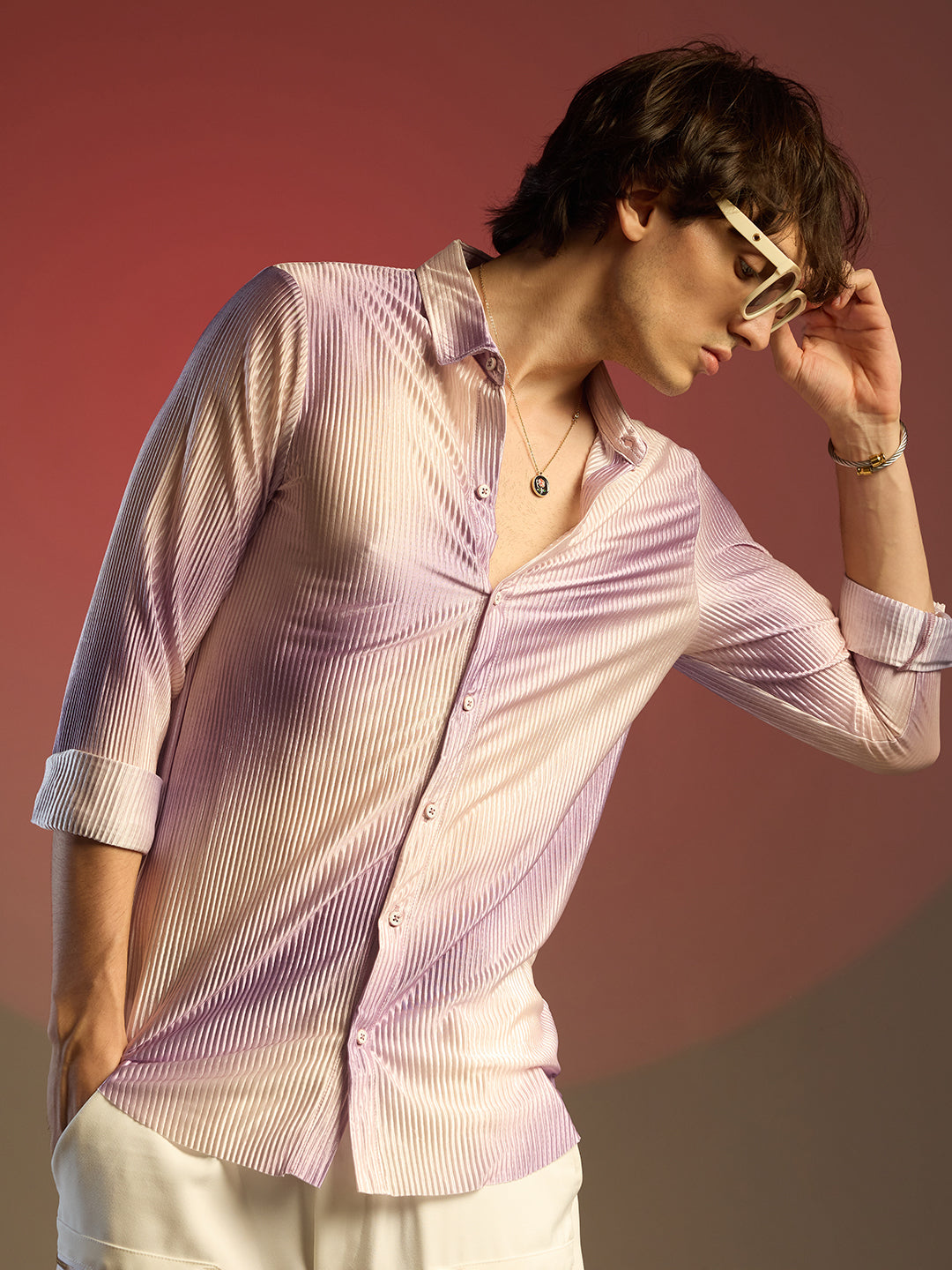 Ombre-Pleated Shirt