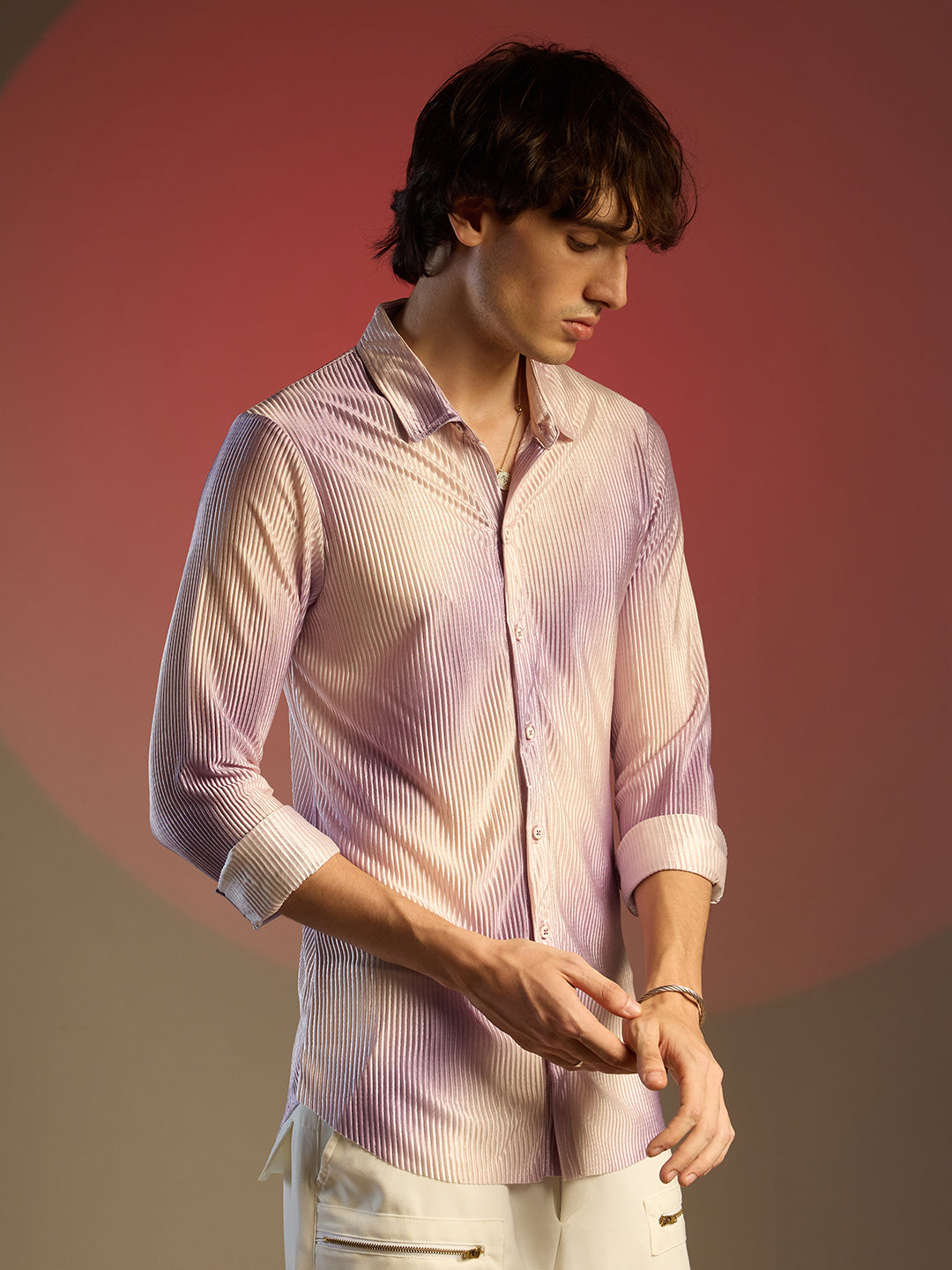 Ombre-Pleated Shirt