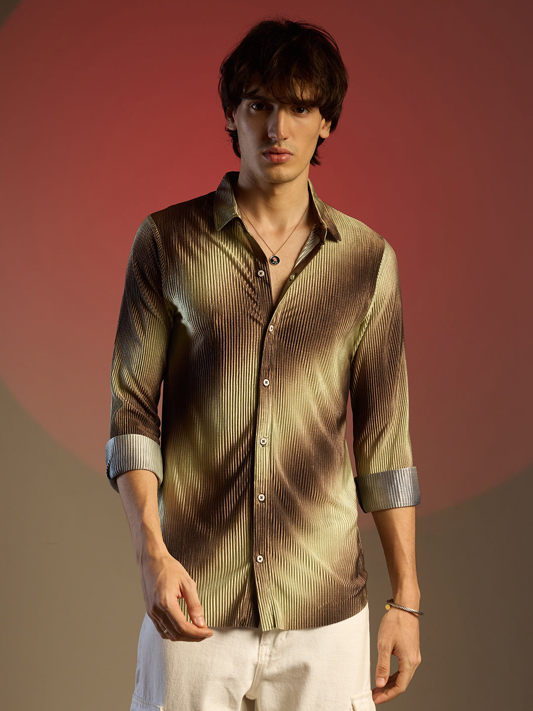 Ombre-Pleated Shirt