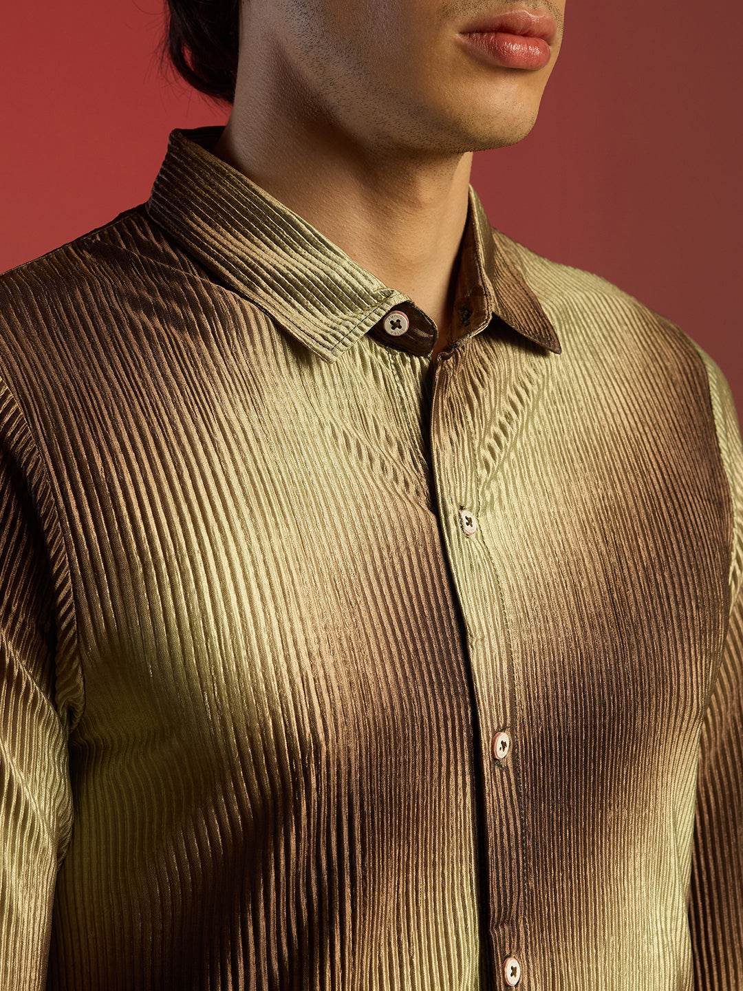 Ombre-Pleated Shirt