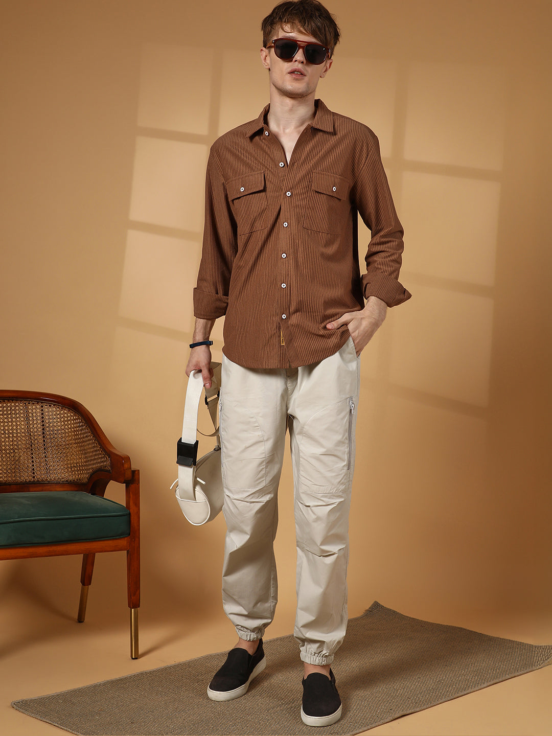 Solid Ribbed Utility Shirt